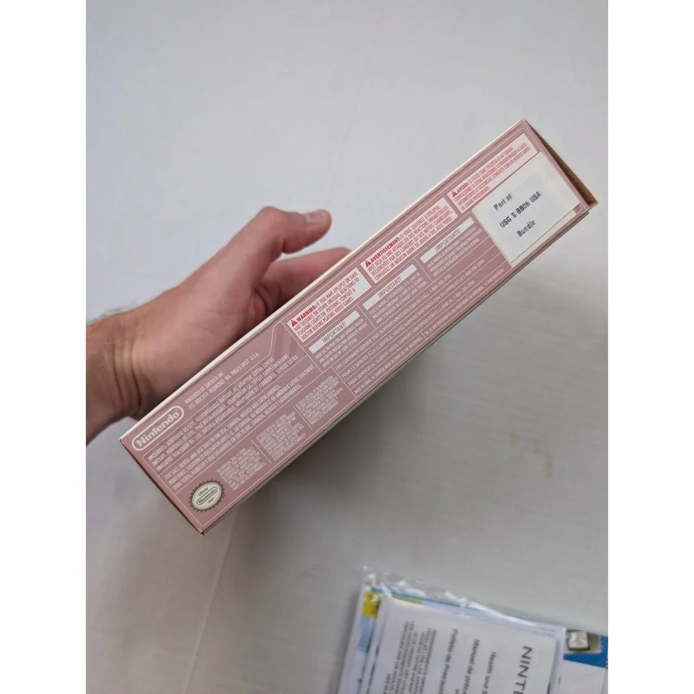 READ Nintendo DS Lite Rose Metallic Pink In Box Broken Hinge Tested Working